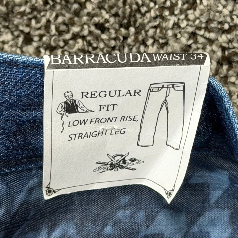 PRPS Barracuda Jean Shorts Mens 34/18 Long Blue Denim Distressed Button Fly Jort